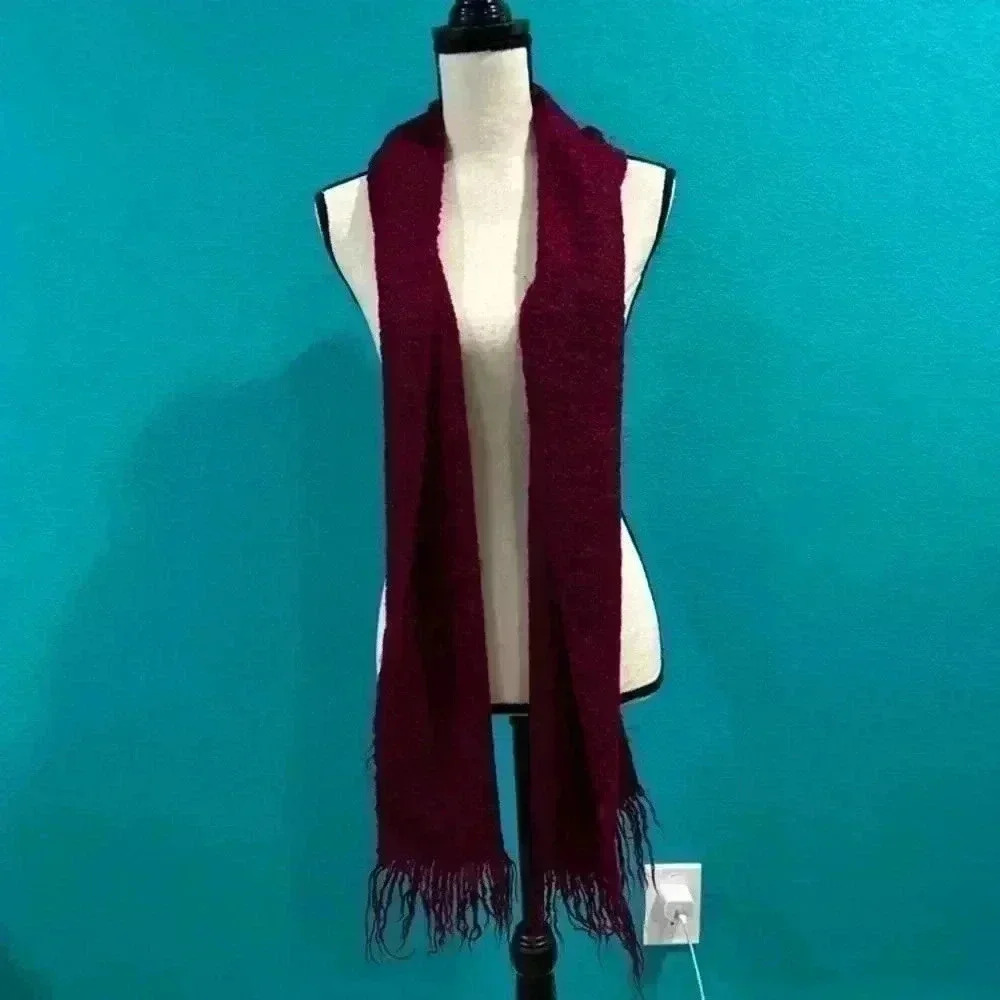Handcrafted red knitted scarf